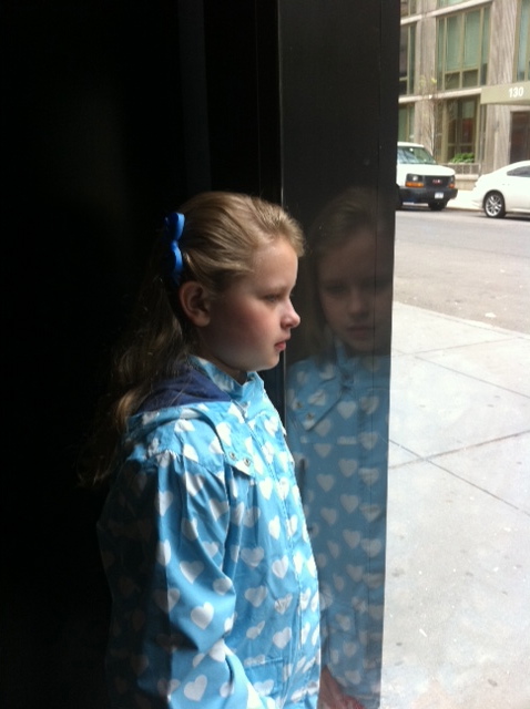 Emma waiting for the school bus